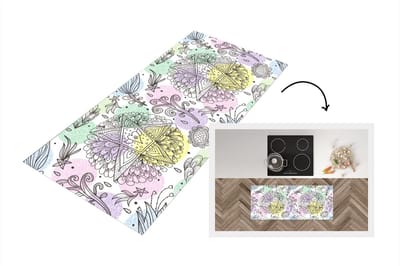Keukenloper - Loper keuken - Meiden - Bloemen - Sterretjes - Patronen - 120x50 cm - Keukenloper vinyl