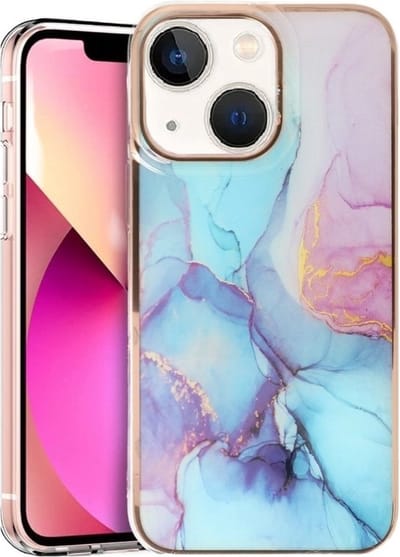 CaseMania-Marmer iphone 15 Plus - iphone 14 Plus Backcover-Blauw
