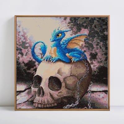 Peinture de diamant à faire soi-même, broderie complète de crâne rond, mosaïque, affichage complet, image en strass 30x30CM gray