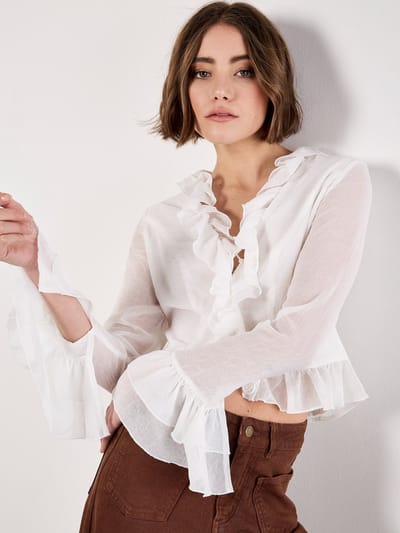 Tie-Up Ruffle Crop Top