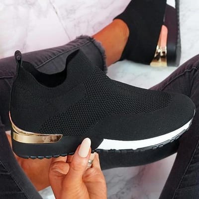 Chaussures pour femmes Baskets à plateforme en maille tendance Chaussettes Chaussures Tenis Respirant Socofy Chaussures de sport décontractées Femmes Appartements Zapatos Mujer 35 noir