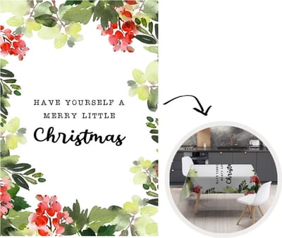 Kerst Tafelkleed - Kerstmis Decoratie - Tafellaken - Kerst - Quote - Waterverf - 150x220 cm - Kerstmis Versiering