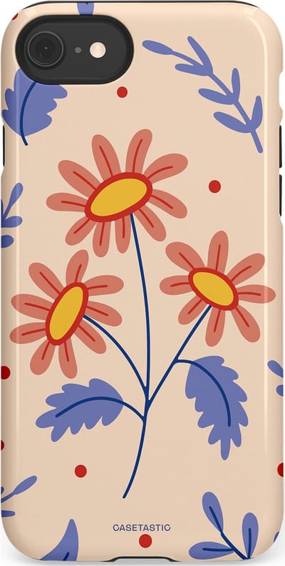 Casetastic hoesje geschikt voor Apple iPhone SE / Apple iPhone 7 / Apple iPhone 8 - Dubbellaagse bescherming - Perzikbloem trio - Fashion Case - Lavendel Perzik Zand