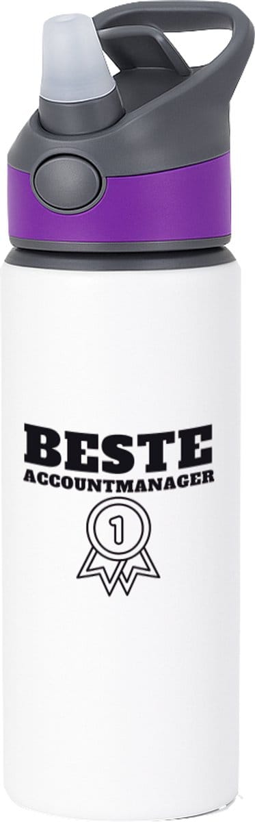 Hacebo® - Beste accountmanager waterfles met rietje paars - Beste accountmanager - collega - welkom - afscheid - water fles - 650ML