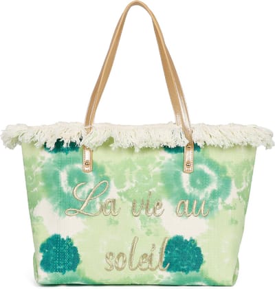 Ines Delaure - Strandtas/shopper/weekendtas - la vie au soleil - met ritssluiting - groen