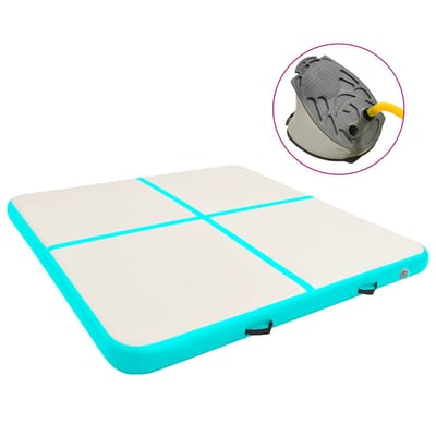 vidaXL - Gymnastiekmat - met - pomp - opblaasbaar - 200x200x20 - cm - PVC - groen