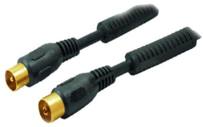 IEC (m) - IEC (v) coaxkabel | >100 dB + ferriet | CCS | verguld | recht | zwart | 5 meter