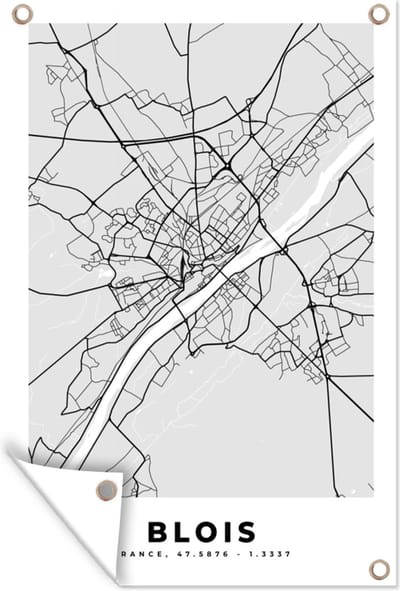Muurdecoratie Frankrijk - Plattegrond - Kaart - Blois - Stadskaart - 120x180 cm - Tuinposter - Tuindoek