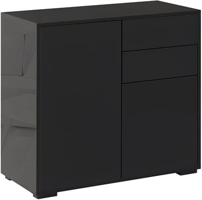 Opbergkast Met 2 Lades En 2 Deuren – Met Anti-Kantelvoorziening, 79 x 36 x 74 cm, Zwart