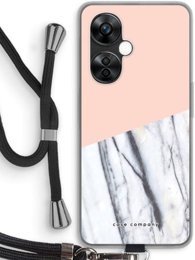 Case Company® - Hoesje met koord geschikt voor OnePlus Nord CE 3 Lite hoesje met Koord - A touch of peach - Telefoonhoesje met Zwart Koord - Bescherming aan alle Kanten en Over de Schermrand