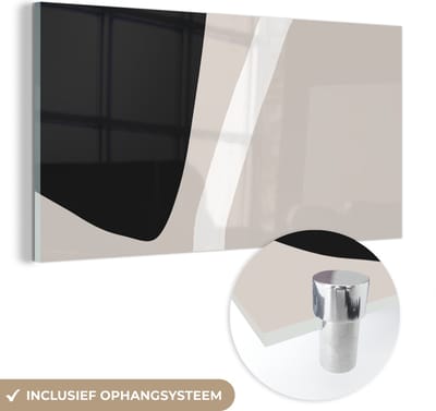 MuchoWow® Glasschilderij 40x20 cm - Schilderij acrylglas - Pastel - Minimalisme - Vormen - Foto op glas - Schilderijen