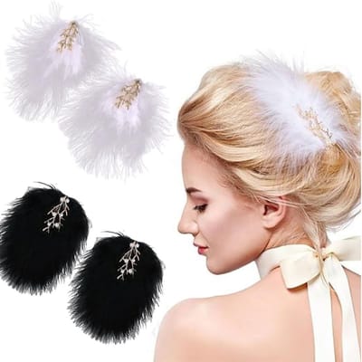 Haarclips 4-delige set - Zwart/Wit - Tijdloze Elegantie - Perfect voor Feesten - 3D-Design voor Volume - Haarspelden