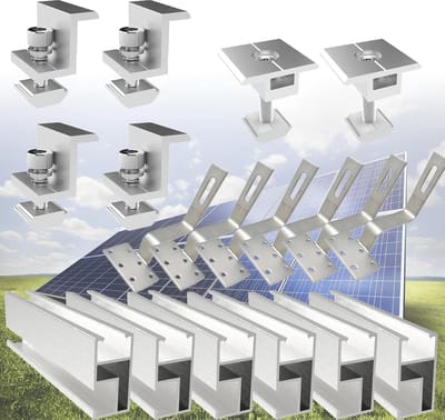 AIFIZO solar tile roof bracket, combination rail, end terminal, center clamp, flat rail consoles, brick roof consoles