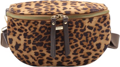 Trendy handtas / crossbodytas - Flora & Co - animalprint - suedelook - taupe