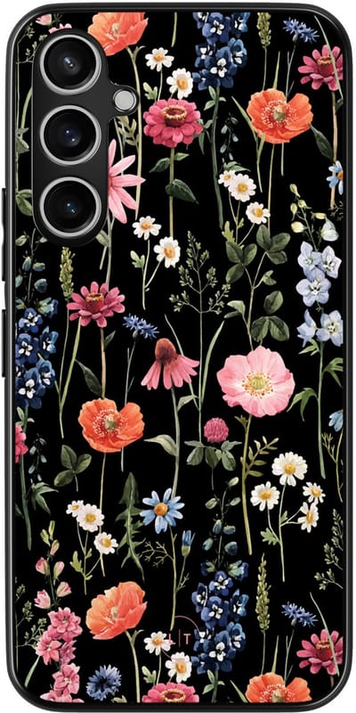 Leuke Telefoonhoesjes - Hoesje geschikt voor Samsung Galaxy S23 FE - Dark flowers - Backcover zwart - Bloemen - Multi