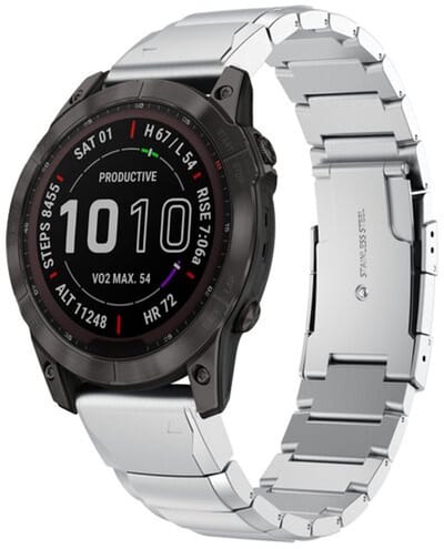 By Qubix - Geschikt voor Garmin bandje - 26mm Quickfit - Stainless steel schakelband - Zilver - Geschikt voor Garmin Fenix 8 / 8 Pro - 51mm