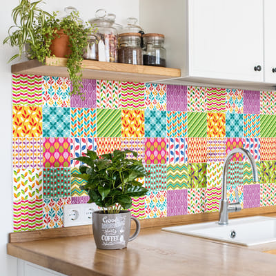 Zelfklevende tegelmuurstickers voor keuken en badkamer - 30 cementtegelstickers (AZULEJOS REZINA) - 30 stickers 20x20cm