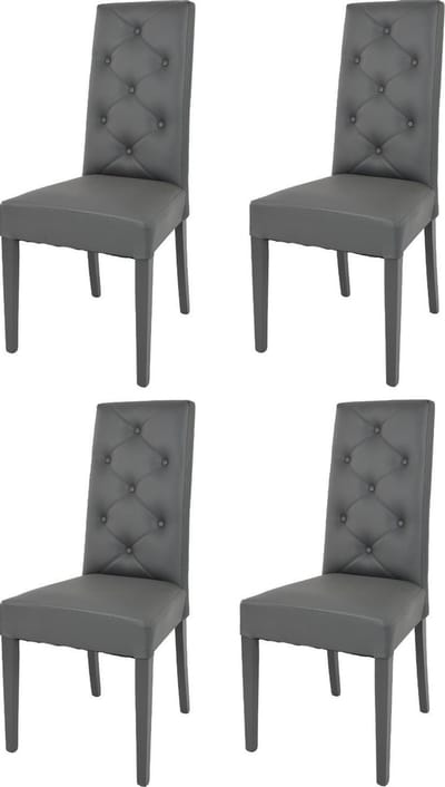 Tommychairs Chantal - Eetkamerstoelen - Set van 4 - Donker Grijs - Kunstleer & Hout