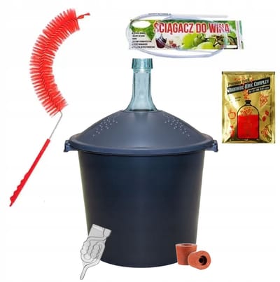 Bimberek - Wijnballon Set - 25L - Fermentatie Rietje - Veiligheidsmand