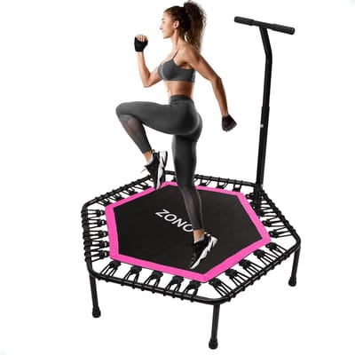 Fitness Trampoline - Mini Trampoline - Thuis Sporten - Hoge Gewichtscapaciteit - 106 cm - Zwart Roze