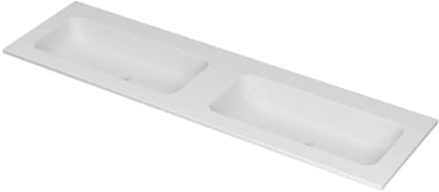 INK Aspekt Wastafel Porselein Dubbel Zonder Kraangaten - 1600x450x15 mm - Mat Wit