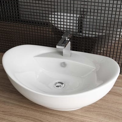 Solidchoice- Wastafel keramiek 59 x 39 x 21 cm - Design wastafel - Badkamer - Gastentoilet - Opzetwastafel - Hoogwaardig materiaal - Wasbak