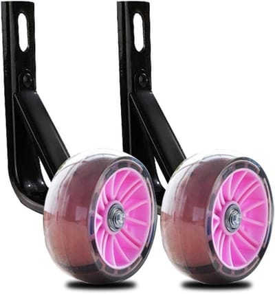 Kinder Fietswielen - Hulpwielen Stabilisatoren - Fietsen Leren - Driehoekige Beugel - 20 Inch - Roze