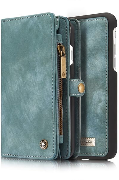 CaseMe Hoesje - Geschikt voor iPhone SE (2022 / 2020), iPhone 8 / 7 Hoesje - CaseMe 008 2-in-1 Book Case & Back Cover met Portemonnee - Blauw