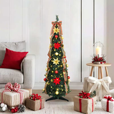 vidaXL - Kunstkerstboom - met - 50 - LED - met - standaard - Groen - 125 - cm - PVC