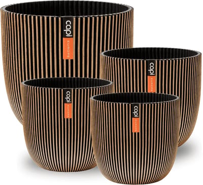 Capi Europe - Cadeauset Pot bol Groove 'made with' goud - Goud - Bloempotten voor binnen en buiten - Capi ‘Made with’ - Gemaakt van gerecycled materiaal - Levenslang garantie - Cadeauset