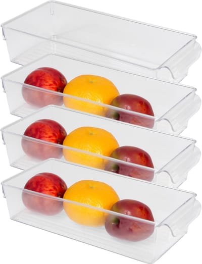 Urban Living Koelkast organizer mand/bak - 4x - transparant - kunststof - L32 x B15 x H7 cm - 3 liter