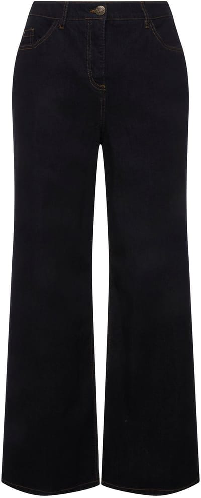 Ulla Popken - Dames - Jeans Mary wijde pijp 5-pocketmodel - Donkerblauw denim - Maat 25