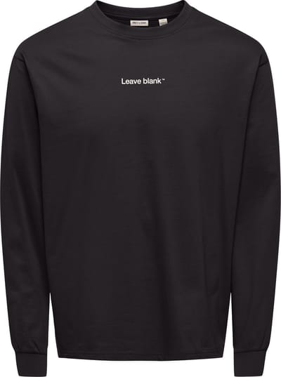 Only & Sons T-shirt Onsfred Life Rlx Ls Varsity Tee Lb 22039026 Black Onyx/leave Blank Mannen Maat - L