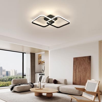 Haobosic - 42W 4725LM LED-plafondlamp, vierkante plafondlamp met natuurlijk licht 4500K, moderne plafondlamp van acryl voor woonkamer, slaapkamer, keuken en badkamer, 59 cm, zwart