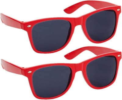 Hippe Party zonnebril - 2x - rood - plastic - UV400 - verkleedbril - carnaval/verkleed