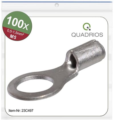 Quadrios 23C497 Ringkabelschoen Dwarsdoorsnede (max.): 1.5 mm² Schachtdiameter: 5.3 mm Ongeïsoleerd 100 stuk(s)