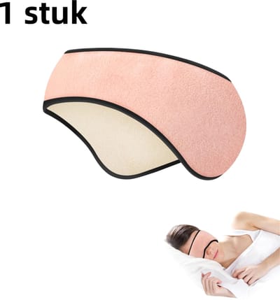 1 artikel - Verduisterend oogmasker - Twee-in-één - Geluidsisolerende oorkappen - Geschikt voor mannen en vrouwen - Geluidsdempende oorkappen - Roze - Klittenband