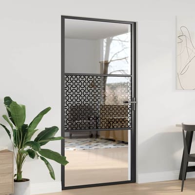 vidaXL - Glazen - deur - 102,5 - x - 3,5 - x - 201,5 - cm - Aluminium - Zwart