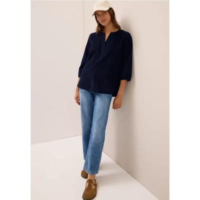 Corduroy blouse met gespleten hals