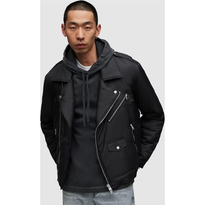 AllSaints Miller Biker Jacket Black Maat: XXL | Leren Jassen Outlet | Heren | Zwart