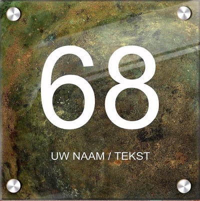 Naambordje voordeur plexiglas 20x20x0,5 cm model 1128 - Huisnummerbordje, naambordjes, naambordje huis, naamplaatjes, huisnummer bord, huisnummer bordje, originele naambordjes voordeur, huisnummerbord met naam, originele huisnummer bord