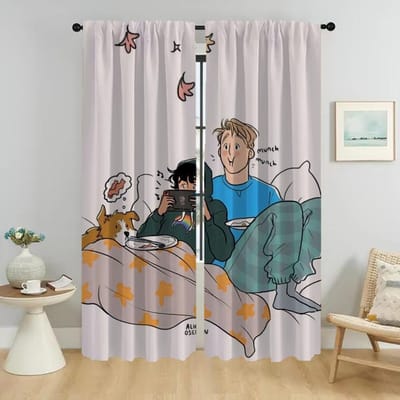 Gordijnen voor Slaapkamer Heartstopper Scheidingswand Raamgordijn voor Kamer 2 Panelen Huisinterieur Gordijnen Halloween Decoratie Shades W50xH70cmx2pcs-CL gray