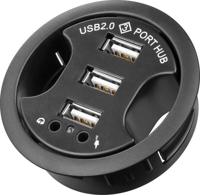 Goobay inbouw USB hub met 3 poorten en audio - USB2.0 - busgevoed / zwart - 1,5 meter
