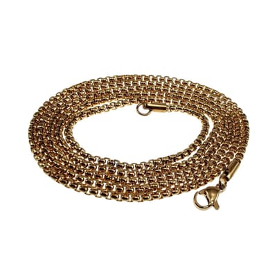 Jasseron Ketting Unisex, 2 mm Fijne Schakelketting met Karabijnsluiting, Verguld RVS - Lengte 80 cm