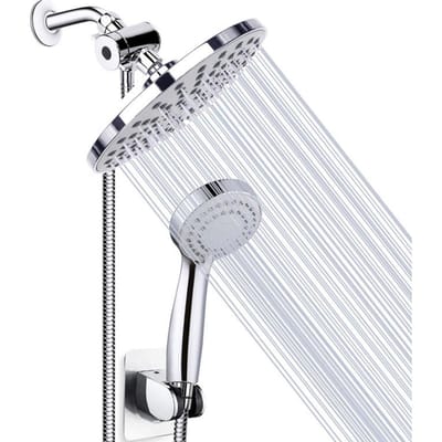Regendouchekopcombinatie 8 inch regendouchekop en 3-standen handdoucheslangbeugel zilver