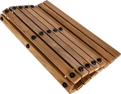 Houten Douchemat - Badmat Platform - Binnen Buiten Gebruik - Antislip Natuurlijke Afwerking - 49 8 x 49 8 cm