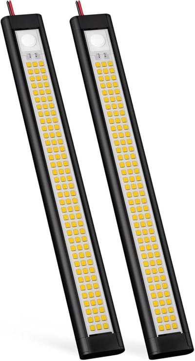 LED binnenverlichting 12V, 4000K, 150 lumen, 30.000 uur levensduur, geschikt voor auto, kampeerbus, caravan, boot, 2 stuks, zwart