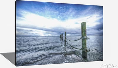 Schilderij, Foto op Canvas Waddenzee met wolken ( 120x80cm)