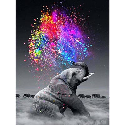 Diamantschilderij Diamantborduurwerk Jonge olifant Foto van strass-steentjes Tekeningen Kleurrijk pigment 20X30CM