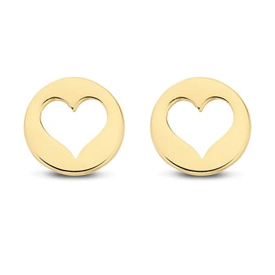 New Bling Goud 9NBG-0036 - Oorknop Rondje met Open Hartje - 7mm - Goud